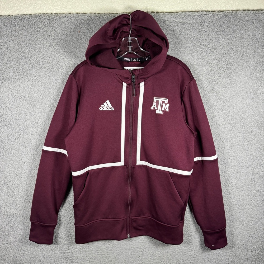 Adidas Texas A&M Aggies Mens Medium‎ Maroon Full Zip Hoodie Sweatshirt